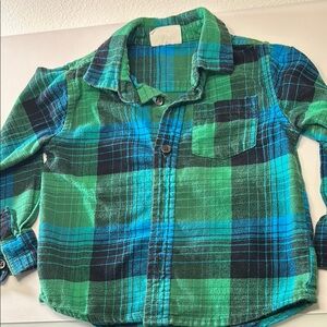Plaid Kids Shirt - Green and Blue